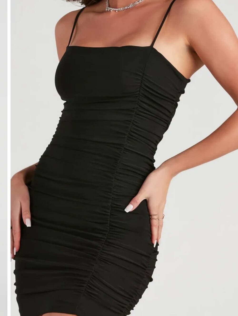 Windsor Black Ruched Mini Bodycon Ruched  Dress - Picture 6 of 11